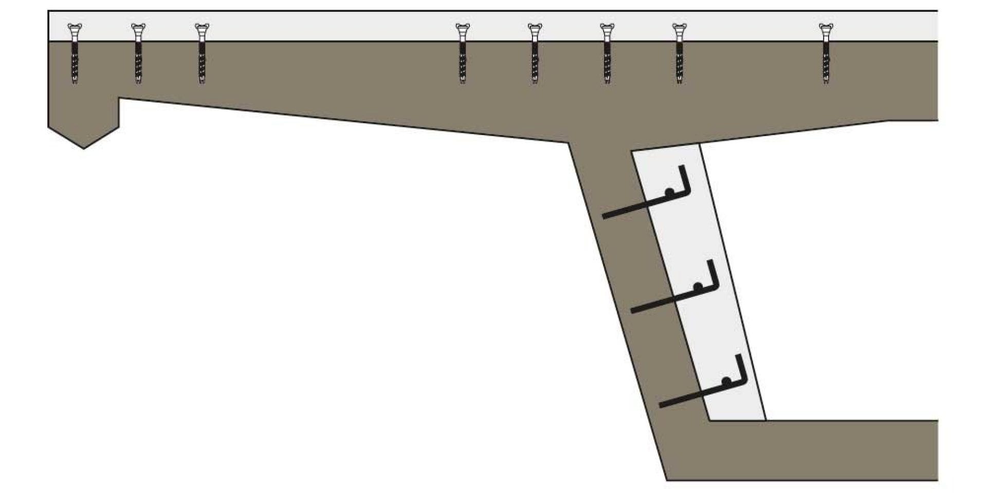 Post installed rebar concrete overlay Eurocode 2 solution