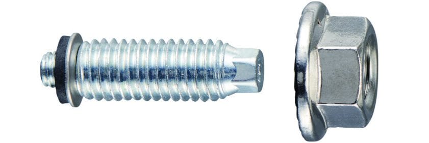 Diagram of a cross-section of steel showing blunt tip screw fastening