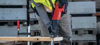 Go to slide 6 of 7: SR 6-22 Reciprocating saw Cordless reciprocating saw for heavy-duty demolition and cutting with better comfort and speed (Nuron battery platform) Applications 4
