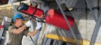 Go to slide 6 of 8: DD 350-CA Core drill Heavy-duty diamond coring machine with high-frequency motor and optional auto-feed unit for rig-based coring from 52-500 mm (2-1/16 - 19-11/16”) in diameter Applications 2