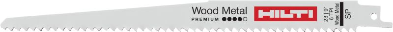 含金屬木料的優質切割 適用於金屬內嵌木材拆除的優質軍刀鋸片。 切割時對金屬強勁，對木材快速