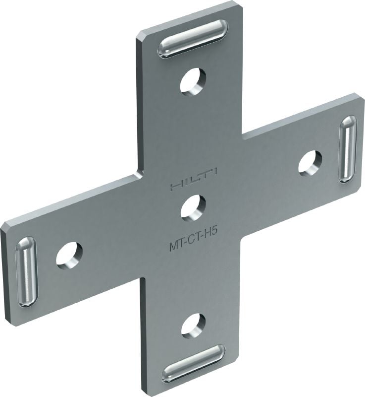 MT-CT-H5 支撐交叉板 平坦橫向槽鋼連接器，適合用來緊固 3 個 MT 支撐鋼槽