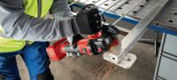 Go to slide 9 of 13: AG 4S-A22 (100) Cordless angle grinder 22V cordless angle grinder with electronic speed control and brushless motor for everyday cutting and grinding with discs up to 100 mm Applications 2