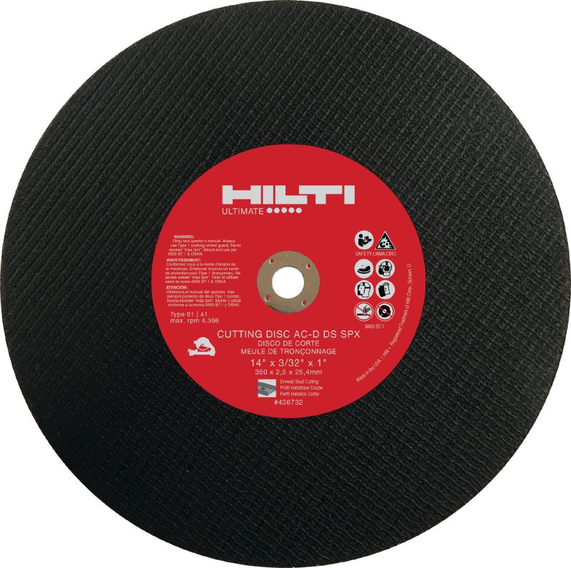 AC-D DS Drywall stud cutting disc Longer-lasting abrasive disc for cutting drywall stud and track using chop saws