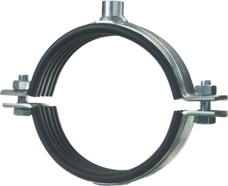 MP-MXI-F Premium hot-dip galvanized (HDG) pipe clamp with sound inlay for extra heavy-duty piping applications