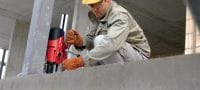 Go to slide 4 of 5: DD 120 Core drill Extremely compact, light and mobile diamond coring machine for rig-based concrete coring from 16-162 mm (5/8 - 6-3/8) in diameter Applications 3