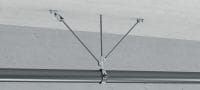 MQS-H 支撐連接件 鍍鋅預組裝螺桿支撐連接件提供更大的調節角度，可連接 2 個螺桿，適用於各式耐震應用 應用 2
