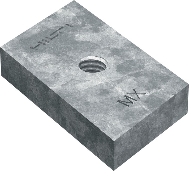 MT-FP HDG 螺紋支撐板 適用於將介質連接到支撐溝槽的有螺紋孔的固定盤，適用於低污染室外環境
