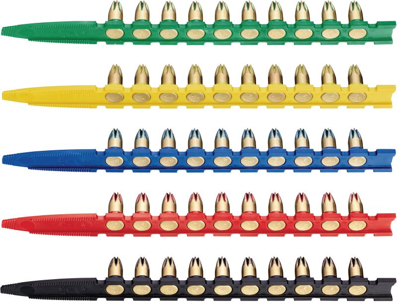Image 1 of 2: 6.8/18 M10 Clean-Tec powder cartridges (long) Collated .27 caliber long Clean-Tec cartridges for use with powder-actuated nailers for fastening metal decks