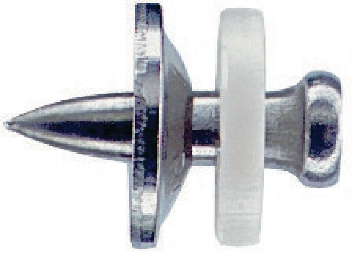 X-CR S12 不銹鋼釘，附墊圈 搭配火藥擊釘器的單顆鋼釘，適用於腐蝕環境下的鋼材