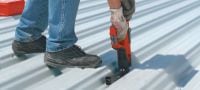 Go to slide 3 of 4: DX 76 Powder-actuated tool Semi-automatic, high-productivity, powder-actuated nailer for fastening metal decks Applications 2