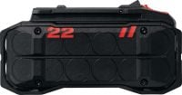 Slide 1 of 2 (selected): B 22-170 Nuron battery Ultimate 22V Li-ion battery built to boost the performance and run time of heavy-duty Nuron power tools
