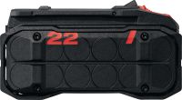 Slide 1 of 2 (selected): B 22-110 Nuron battery Longer-lasting 22V Li-ion battery with extended run time and higher power output for use with Nuron power tools