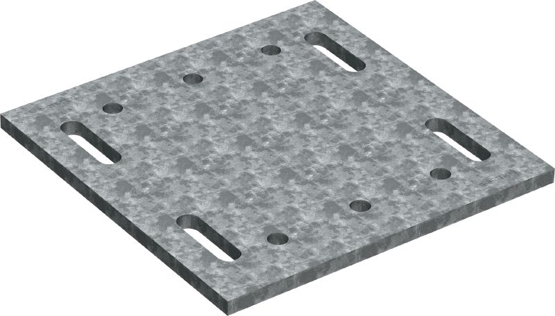 MT-P-GXL S1 OC 底座夾板 適用於在低污染室外環境中，將方鋼結構緊固至鋼梁的重型夾層板