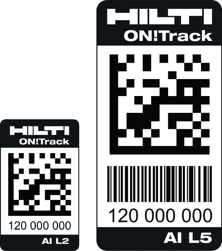 Image 1 of 6: AI L2 and AI L5 Robust, self-adhesive barcode tags for identifying and tracking all types of construction equipment