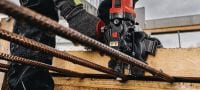 Go to slide 4 of 7: NRC 6-22 Cordless rebar cutter Cordless rebar flush cutter for low spark cold cutting threaded rods and (25mm / #8) rebar (Nuron battery platform) Applications 3