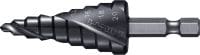 Slide 1 of 1 (selected): Impact-ready step drill bit Impact-ready step drill bit with HEX shank and advanced coating for max-speed drilling of holes in metal using an impact or drill driver