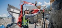 Go to slide 4 of 4: EXO-T-22 Tool balancer Wearable construction tool balancer with active weight distribution for zero gravity handling during heavy wall demolition and drilling (Nuron battery platform) Applications 2