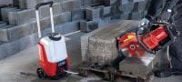 Go to slide 4 of 4: DWP 15-22 Water tank Battery-powered water supply tank for wet cutting/coring (Nuron battery platform) Applications 3