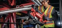 Go to slide 3 of 4: SB 6-22 Deep cut band saw Deep cut dual trigger band saw for precise, low-noise and virtually spark-free cuts through metal up to 127 mm│5” cutting depth (Nuron battery platform) Applications 1
