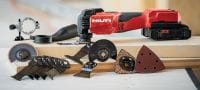 Go to slide 6 of 6: Cordless oscillating multitool SMT 6-22 Powerful cordless multitool with a StarlockMax interface, AVR and an oscillating angle of 4° Applications 5