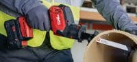 Go to slide 9 of 9: SR 4-22 One-handed reciprocating saw Compact and light cordless one-handed brushless reciprocating saw for everyday demolition and fast, precise cutting (Nuron battery platform) Applications 8