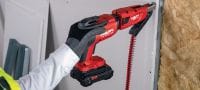 Go to slide 4 of 7: SD 5000-22 Cordless drywall screwdriver Cordless drywall screwdriver with powerful Nuron battery for more torque and screws per charge when hanging drywall, wood boards, and exterior sheathing Applications 2