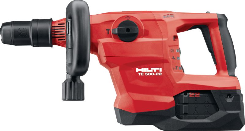 TE 500-22 充電式鑿削鎚 功能強大的充電式 SDS Max (TE-Y) 拆除鑿破機，具備主動消振功能及每分鐘 3300 下撞擊，可用於鑿破混凝土或磚石 (Nuron 電池)