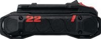 Slide 1 of 3 (selected): B 22-85 Nuron battery Versatile 22V Li-ion battery with optimal balance of weight, power and run time for use with Nuron power tools